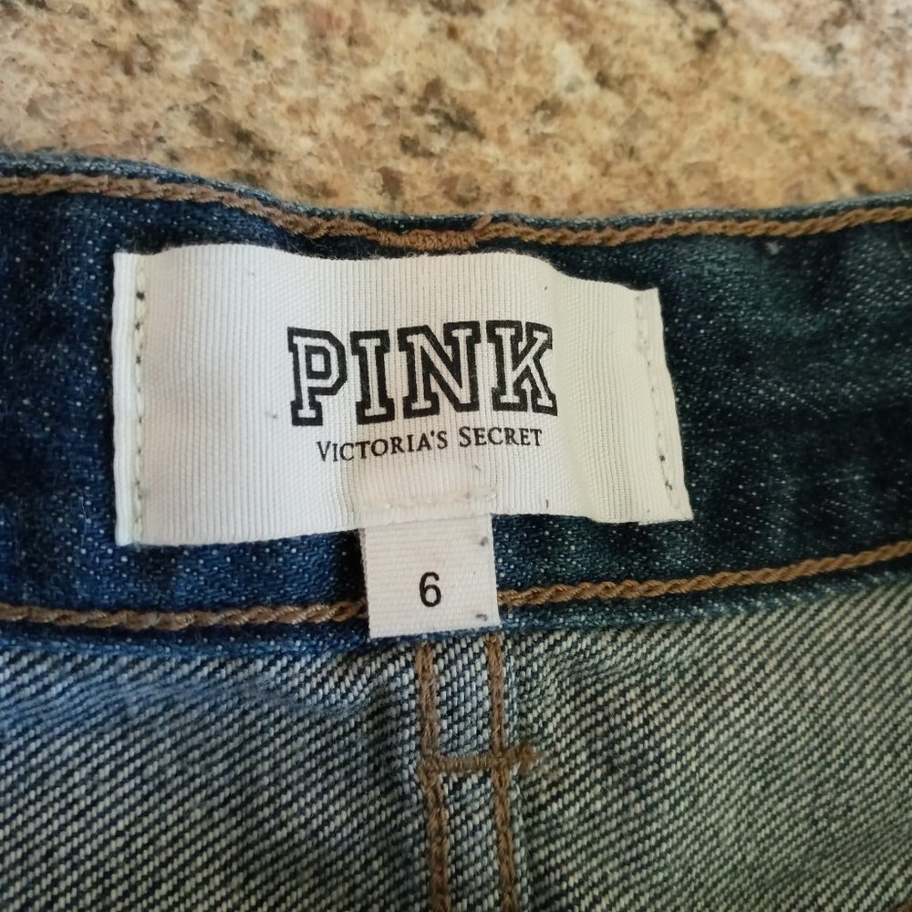 PINK Victoria's Secret Rhinestone Studded Denim Cutoff Shorts - Picture 8 of 11